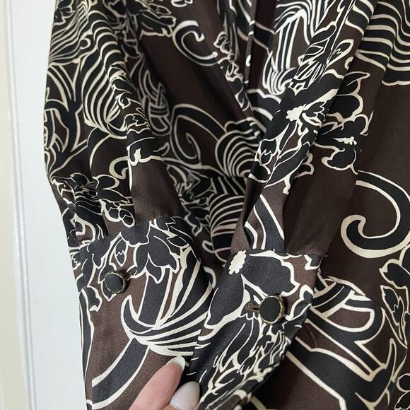 Zara Brown printed wrap midi high slit dress size medium - Picture 4 of 6